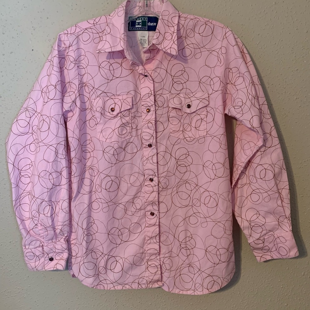 Cowboy Equipment Pink Button Down Western Shirt- Girls XL